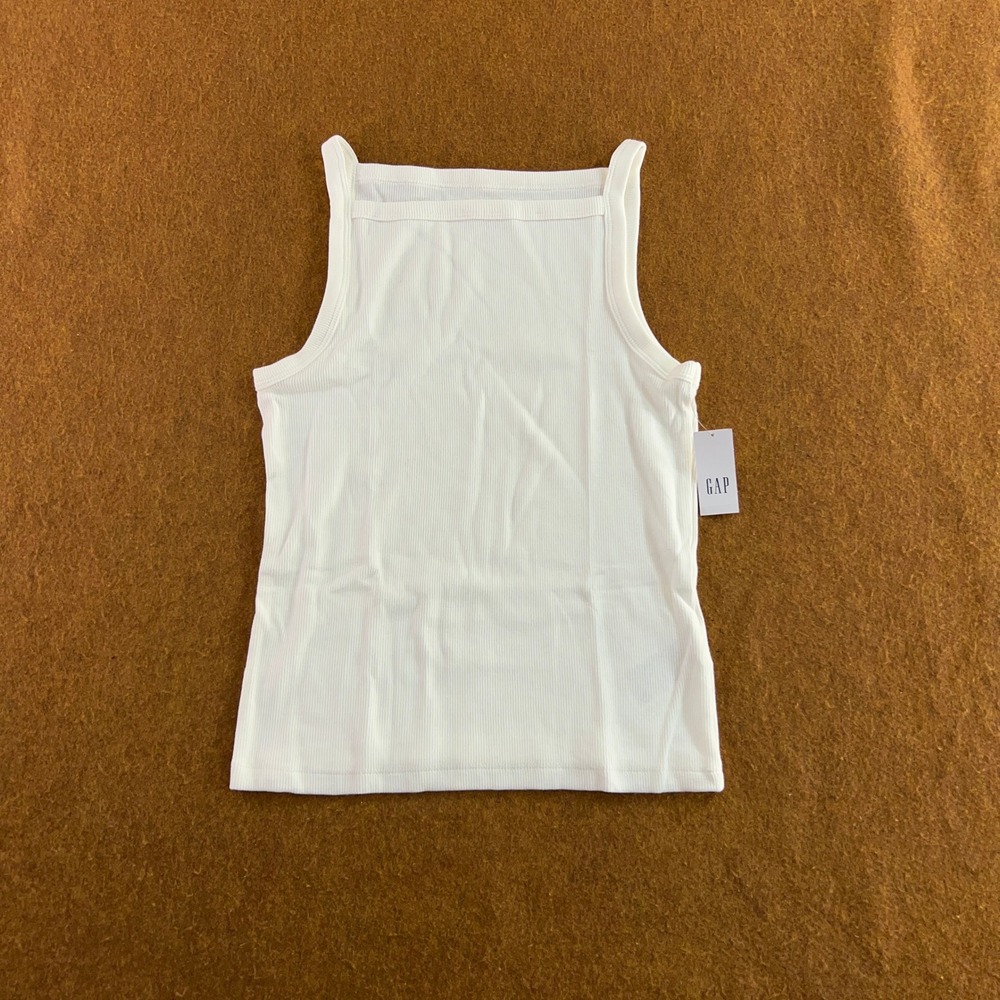 Gap Womens Small White Modern Ribbed Square Neck Tank Top NWT